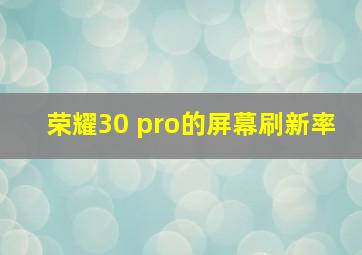 荣耀30 pro的屏幕刷新率